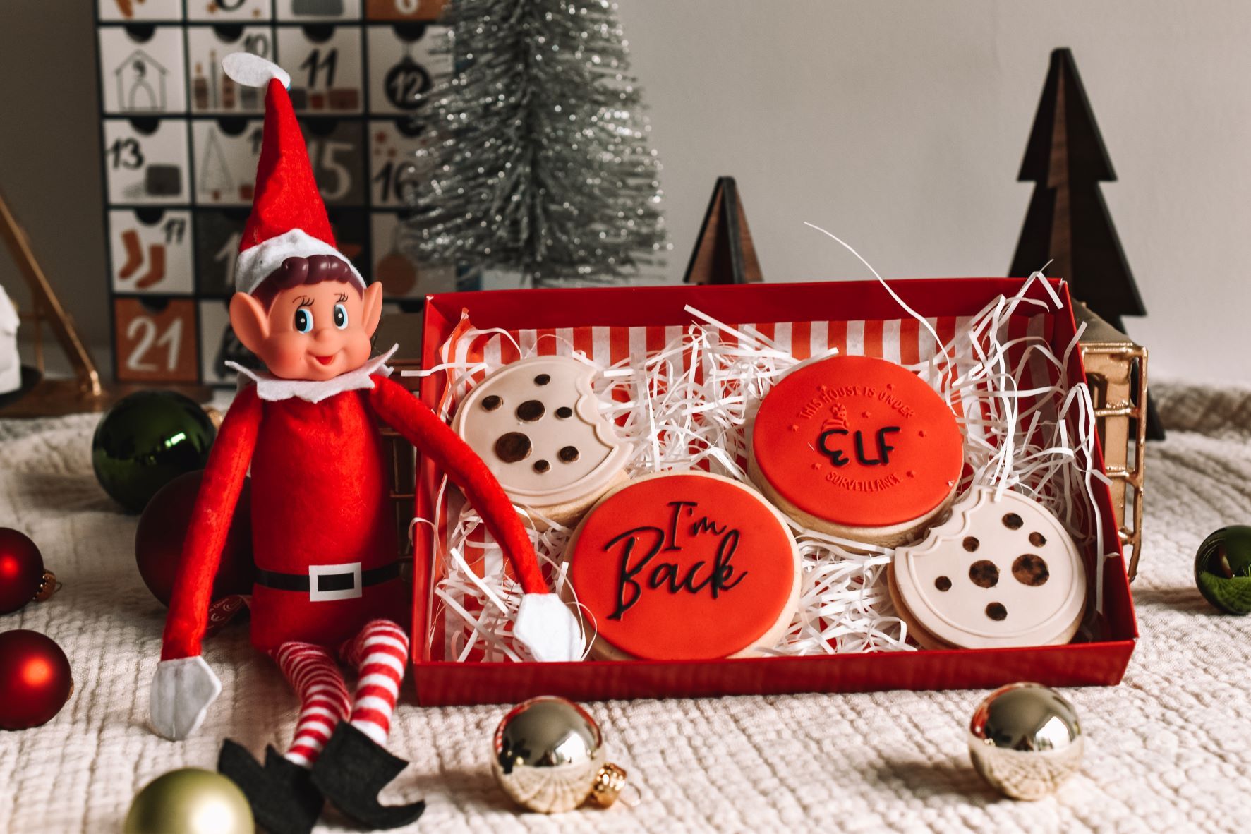 Advent - Cheeky Elf "I'm Back!" Iced Cookie Box (PRE-ORDER)